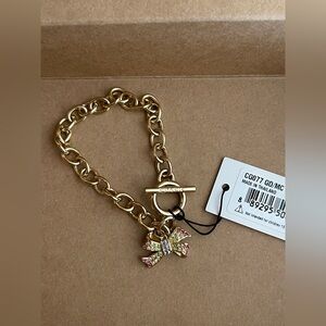 Coach Gold Bracelet with Multicolor Bow Charm